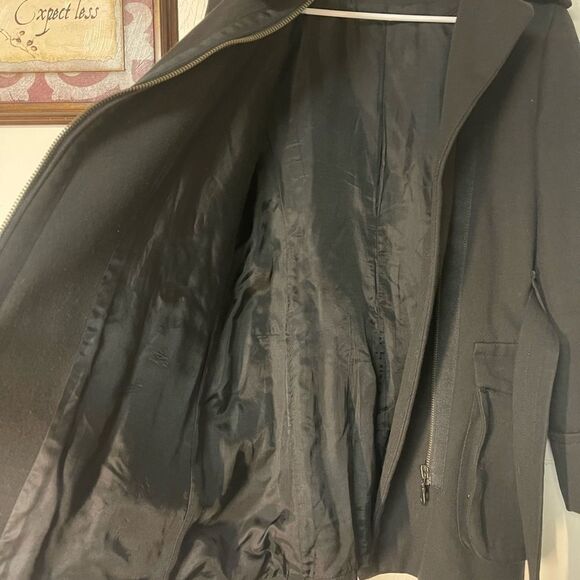 Zara basic belted black coat - Picture 8 of 11